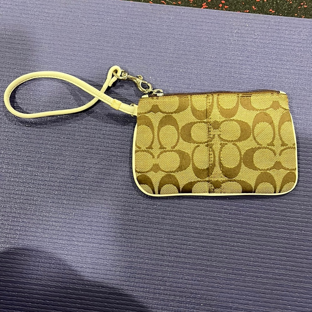 Coach brown tan wristlet